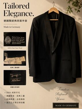 Made in Germany Black Men's Wool Blazer - Tailored Elegance
